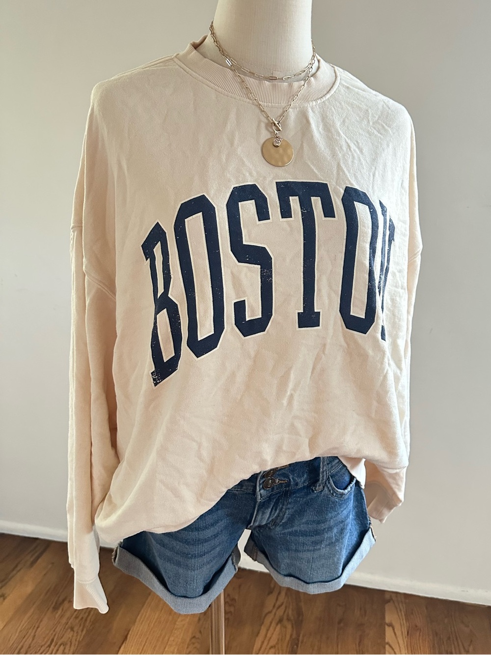 Boston Graphic Sweatshirt Cream Soft Oversized Crewneck | Primark M
